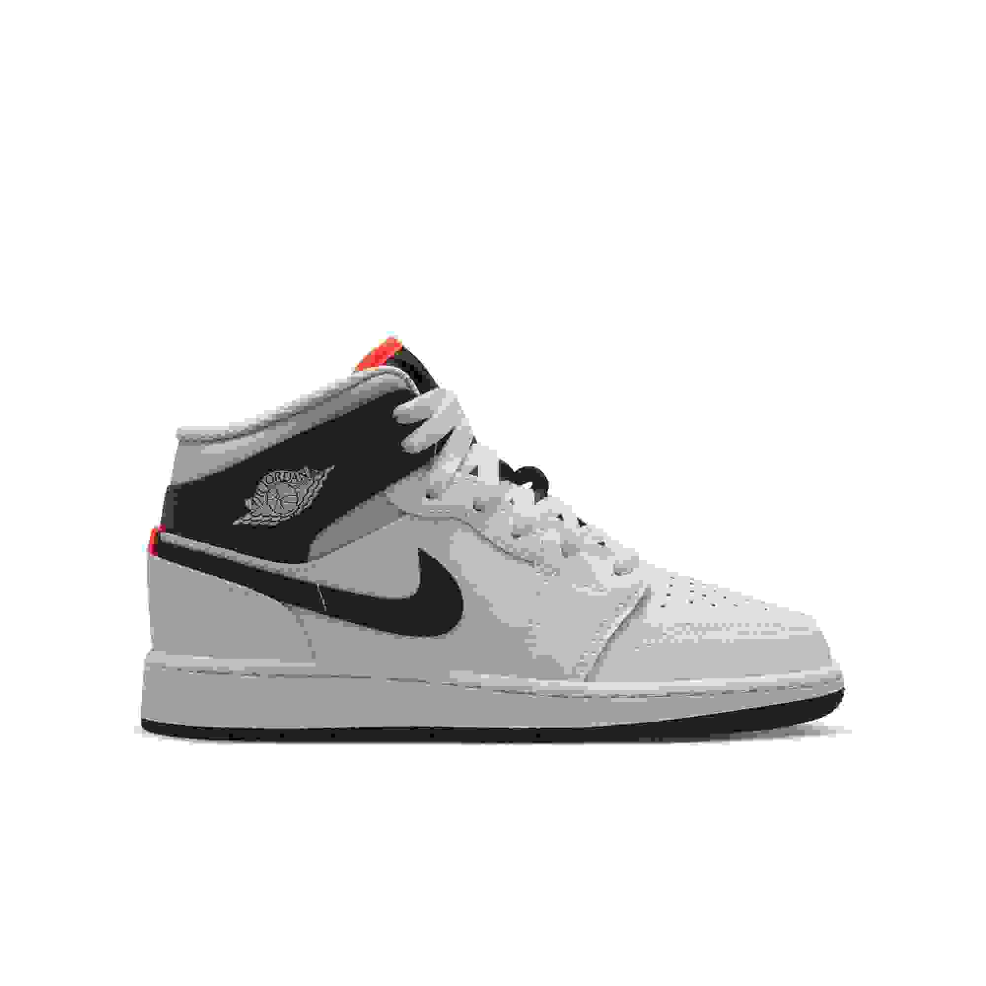 Jordan 1 Mid Grade School Boys' "Summit White/Black/Infrared 23" Shoe